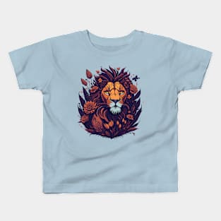 Lion Among Flowers Kids T-Shirt